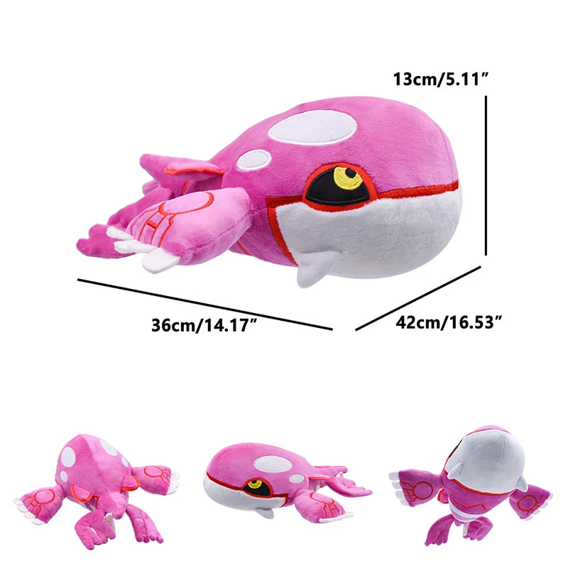 Kyogre Pokemon Shiny Kyogre Plush Toy  Ancient Pokémon Kawaii Whale Soft Stuffed Animal Doll Christmas Gifts for Kids
