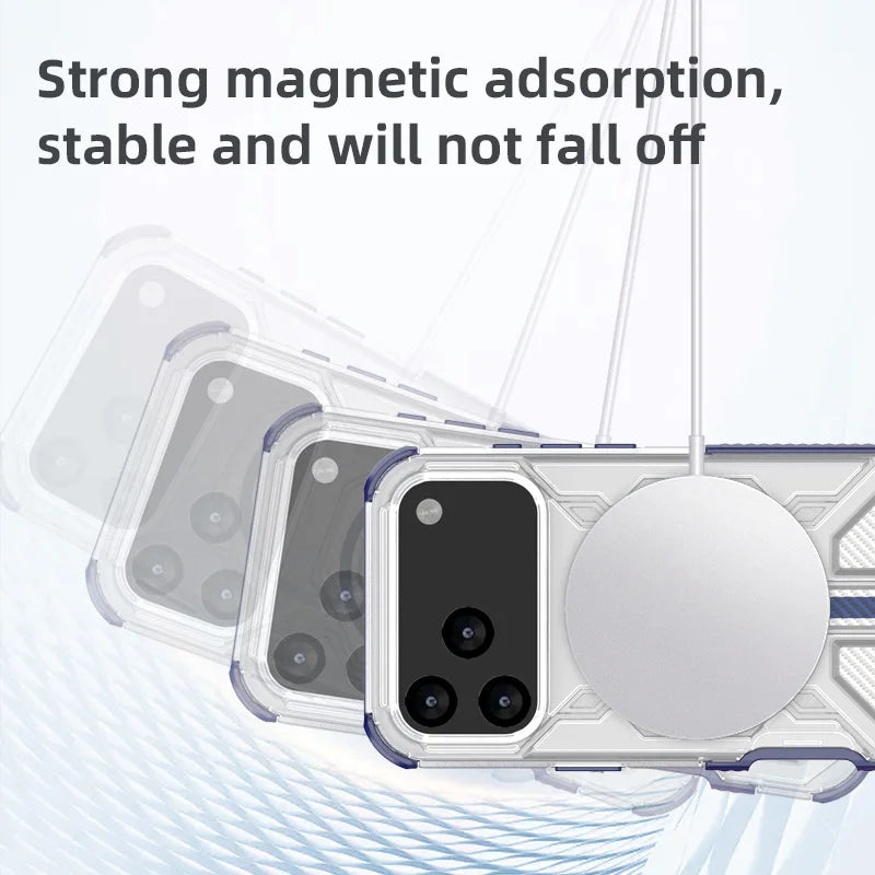 Military Armor Phone Case For iPhone 17 16 15 14 13 18 Pro Max Air 17E 16E Magnetic Wireless Charging Anti-Drop Protective Cover