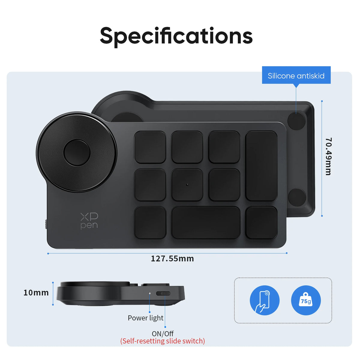 XPPen ACK05 Wireless Shortcut Remote 10 Customized Shortcut Keys Portable Bluetooth Keyboard for Windows Mac Drawing Tablet