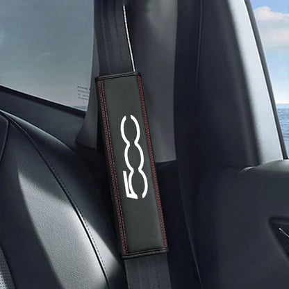 2Pcs Car Seat Belt Leather Safety Belt Shoulder Covers Interior For Fiat 500 500L 500S 500X 500C 500E 500L 500S 500X 500C 500E