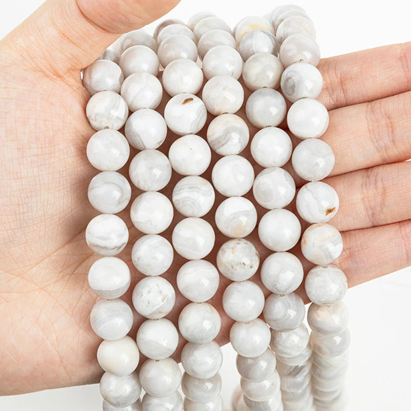 Natural Stone White Crazy Yellow Agate Beads for Jewelry Sets DIY Keychain Earrings Rings Handstring 15' Wholesale 4/6/8/10/12mm