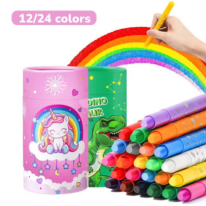 12/24 Colors Twist Crayons for Toddlers Non Toxic Washable Wax Crayons for Kids Art Supplies Drawing Coloring Crayon Set