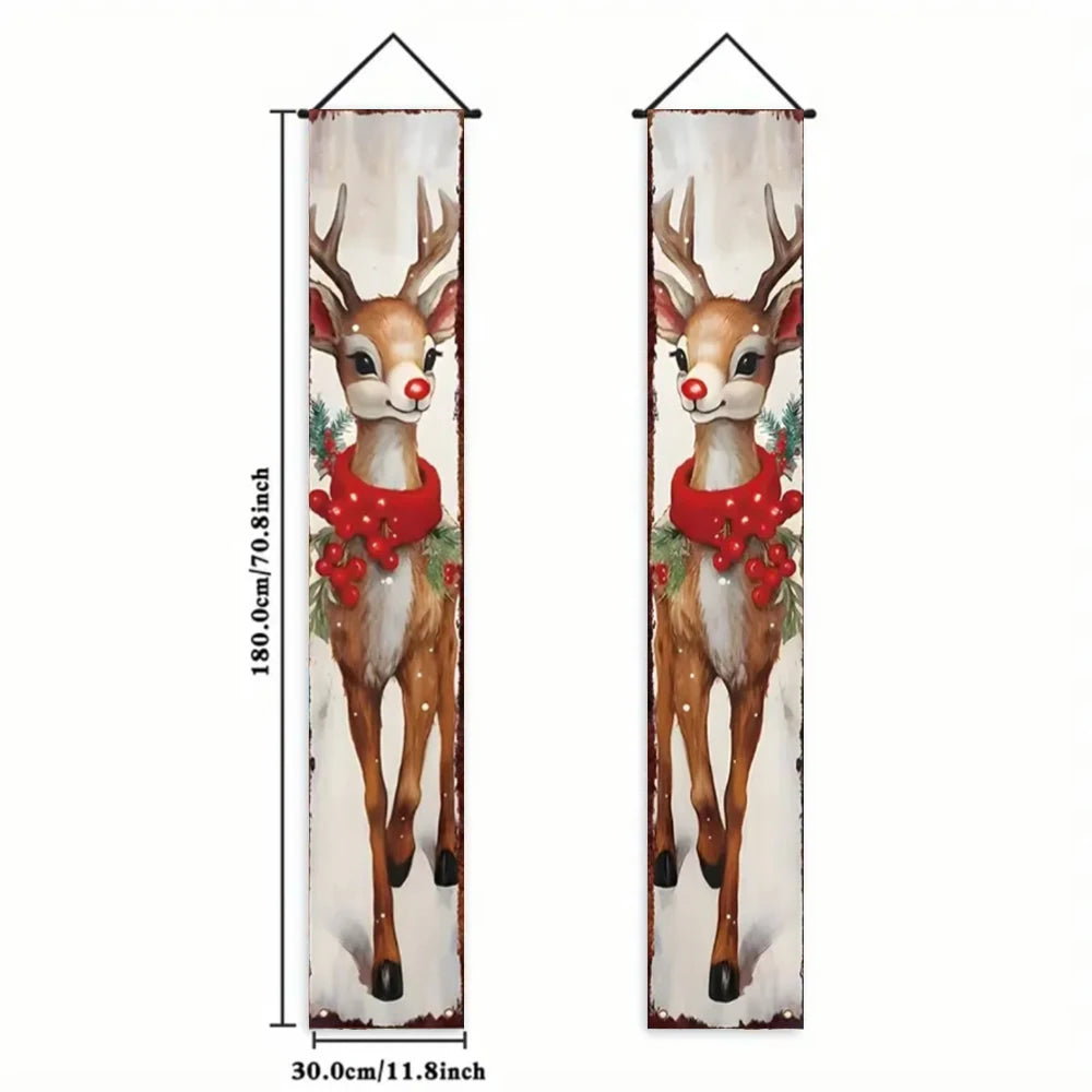 Christmas New Year Decorations Couplet Santa Snowman Door Banner For Home 2025 Xmas Hanging Ornaments Navidad Gift New Year 2026