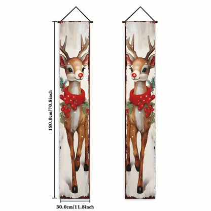 Christmas New Year Decorations Couplet Santa Snowman Door Banner For Home 2025 Xmas Hanging Ornaments Navidad Gift New Year 2026