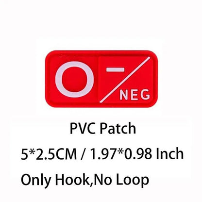 Small Patch with Hook,PVC Blood Type A B AB O POS NEG Emblemen,Patches Military Tactical Badges on Backpack,Outdoor Equipment