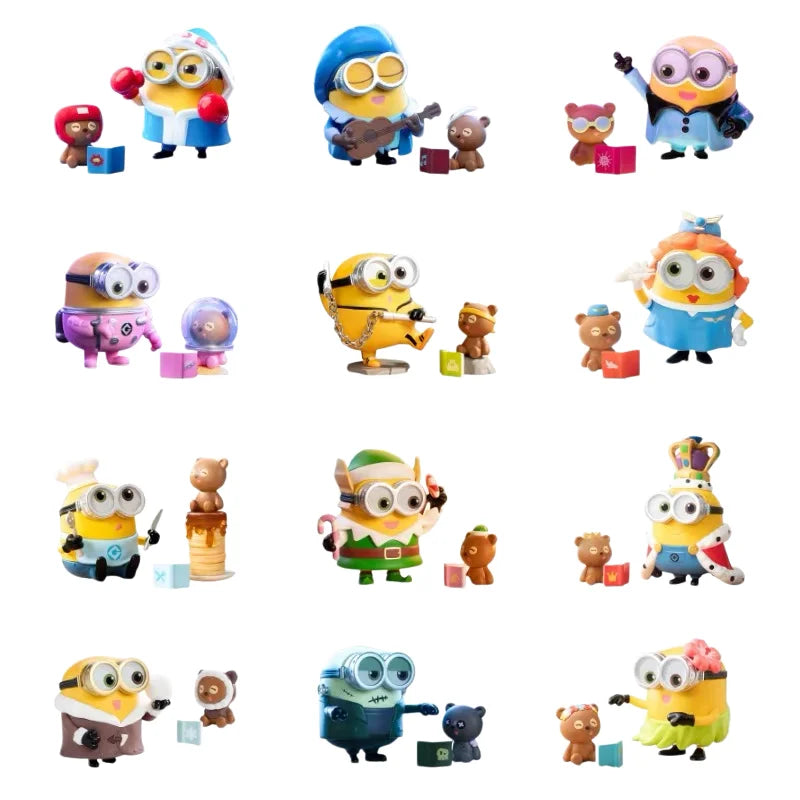 Original POP MART Minions Bedtime Stories By Bob And Tim Series Blind Box Anime Figure Mystery Box Desktop Toy Surprise Fan Gift