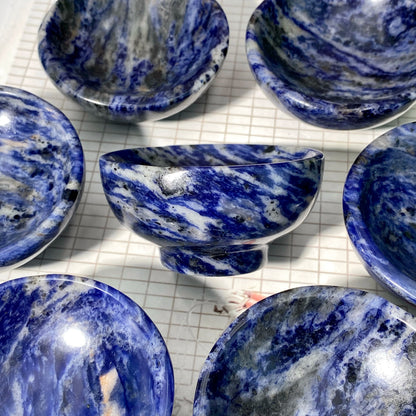Random 1PC Blue Sodalite Stone Bowl -Suitable For Families,Offices,Restaurants And Commercial Spaces-Ideal For Multiple Purposes