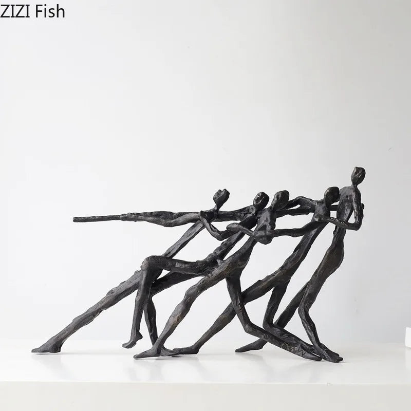 Retro Metal Figure Sculpture Black Art Statue Character Ornaments Home Accessories Decoration Display Model Figurines Gifts