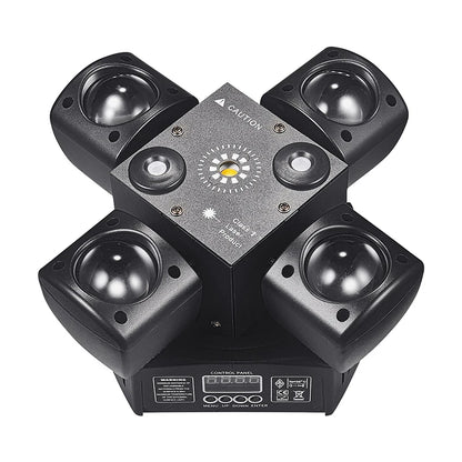 Mini Moving Head Stage Effect Light 4 Arm DMX Sound Control LED RGBW Beam Red Green Laser Strobe 3 in 1 For Disco DJ Party Bars