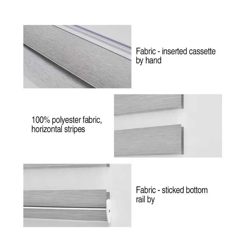 Customized Design Double-Layer Fabric Black 100%Light Waterproof Noise Reduction Motorized Cordless Zebra Blinds For Bedroom