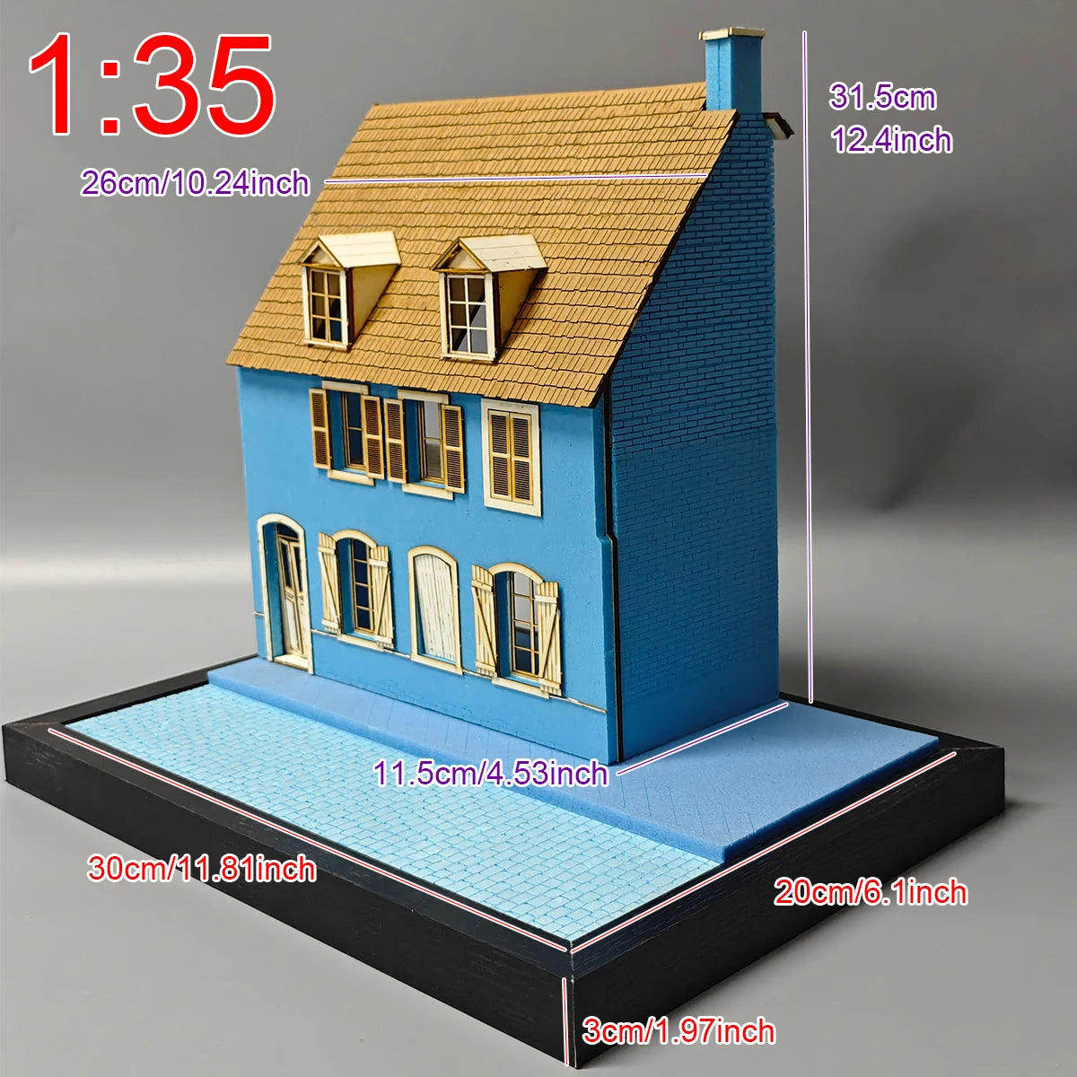 Assembly Architectural Building Model Sand Table Normandy Cafe Club Diorama Scale Model Kit Display Base Stand 1/35