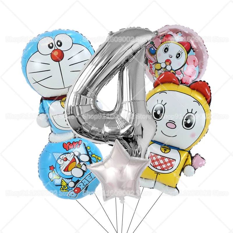 Doraemons Number 1-10 Balloons Girls Boys Birthday Decorations Baby Shower Gender Reveal Balloon Party Supplies Kids Toys Gift