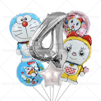 Doraemons Number 1-10 Balloons Girls Boys Birthday Decorations Baby Shower Gender Reveal Balloon Party Supplies Kids Toys Gift