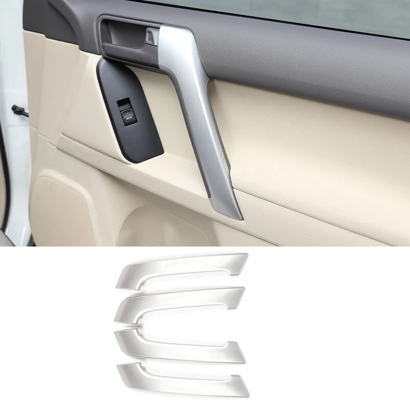 4PCS ABS Silver Car Interior Door Handle Decoration Cover Trim For Toyota Land Cruiser Prado FJ150 150 2010-2018 Car Accessories