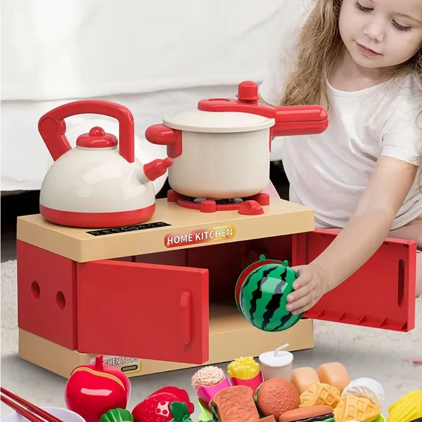 Kids Kitchen Toys Set 84/70/56/33 PCS Play Kitchen Accessories Kit with Play Pots Pretend Food Cooking Toy Toddler Girl Boy Gift
