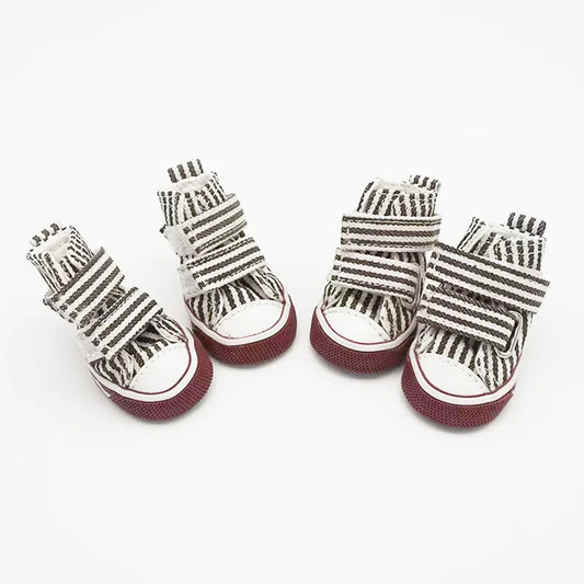 Pet Dog Anti-slip Shoes Puppy Sneakers Breathable Booties Outdoor Casual Canvas Sneakers for Teddy Small Middle Dogs 4Pcs/set