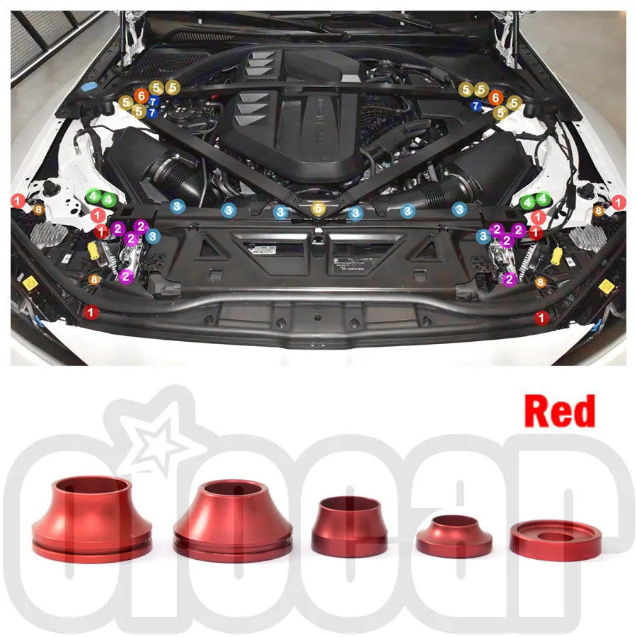 OiOMOTORS Front Bonnet Body Bolts and Nuts Billet Dress Up Hardware Kit for BMW G87 M2 G80 G81 M3 G82 G83 M4