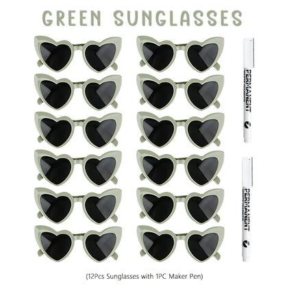 12-100Pcs Wedding Sunglasses for Guests Heart Shaped Sunglasses Bachelorette Party Glasses Bridal Shower Party Favors Photo Prop