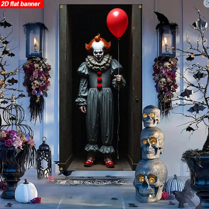 Joker Pennywise door curtain banner and balloon arch decoration -2D horror movie themed party decoration