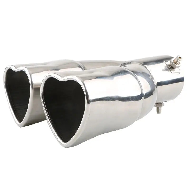 Car heart-shaped double row single row color car tail throat thickened stainless steel love bake blue exhaust pipe