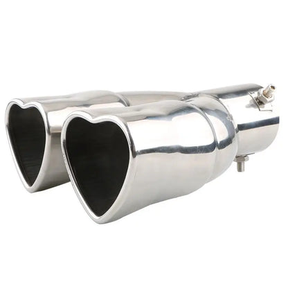 Car heart-shaped double row single row color car tail throat thickened stainless steel love bake blue exhaust pipe