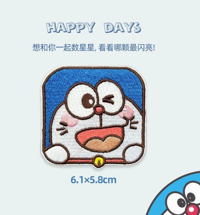 Doraemon Embroidered Fabric Patch Cute Fashionable Personalized Creative Simple Kawaii Ripped Patch Gift for Friend's Birthday