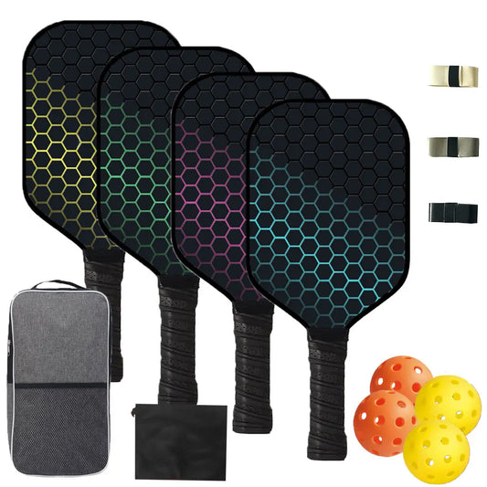 USAPA Approved 2PCS Lightweight Pickleball Paddle Set with Balls Bag Accessories Spin Power Racquet Equipment for Pickleball