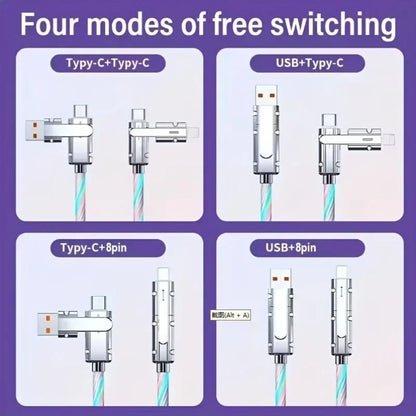 Apple MFi Certified  RGB LED USB Type-C to Type-C to Lightning and 4 in 1 fast charging cable For iPhone 16 15 14 Xiaomi Samsung