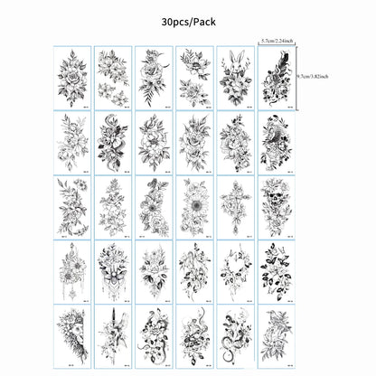 30Pcs Small Fake Tattoo for Women Men Flower Stars Moon Butterfly Temporary Tattoo Stickers for Hand Finger Wrist and Body Art