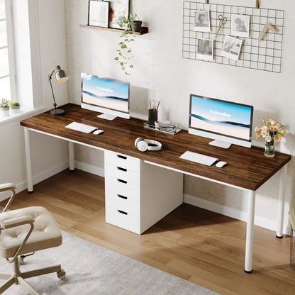 Tribesigns   Two Person Computer Desk With 5 Drawers Study Writing Table Workstation Modern Simple Double Computer Desk