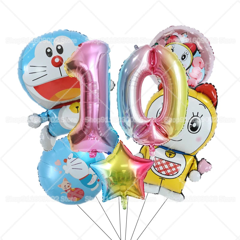 Doraemons Number 1-10 Balloons Girls Boys Birthday Decorations Baby Shower Gender Reveal Balloon Party Supplies Kids Toys Gift