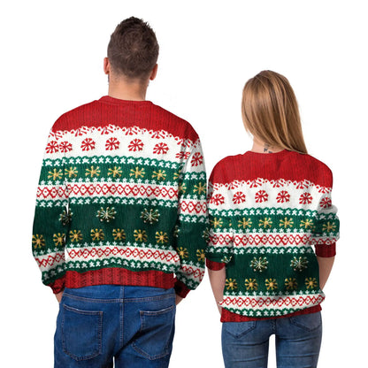 Women Men Crew Neck All Over Winter Element Graphic Long Sleeve Pullover Lightweight Printed Sweater for Holiday Street Sweaters