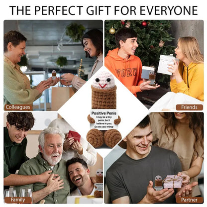 Wacky Fun Crochet,positive energy penis with card,couple fun gifts,desktop decoration,home room decoration, hand woven doll
