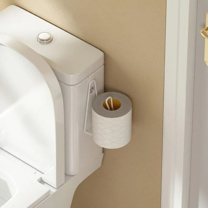 Toilet Paper Holder - Easy Install Wall Mount Bathroom Tissue Roll Hanger with Painted Finish Space Saving No-Drill Design