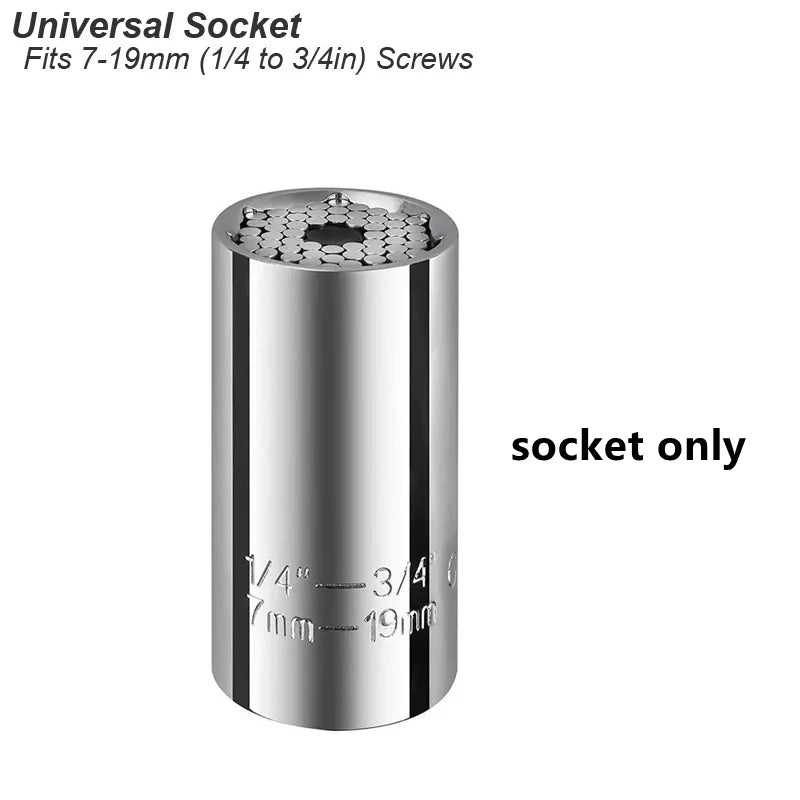 Universal Socket Wrench Head Set Sleeve Gadget 7-19mm Power Drill Adapter Spanner Key Nut Magic Grip Multi Hand Tools multitool
