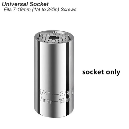 Universal Socket Wrench Head Set Sleeve Gadget 7-19mm Power Drill Adapter Spanner Key Nut Magic Grip Multi Hand Tools multitool