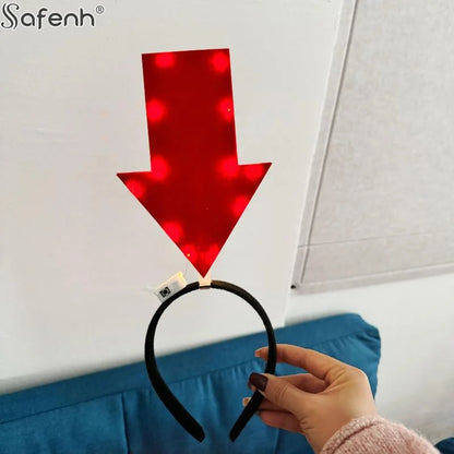 1PCSUnique Arrow Light Headband Funny Question Mark Hair Band Christmas Favors Girl Headgear Holiday Hair Hoop Costume Headpiece