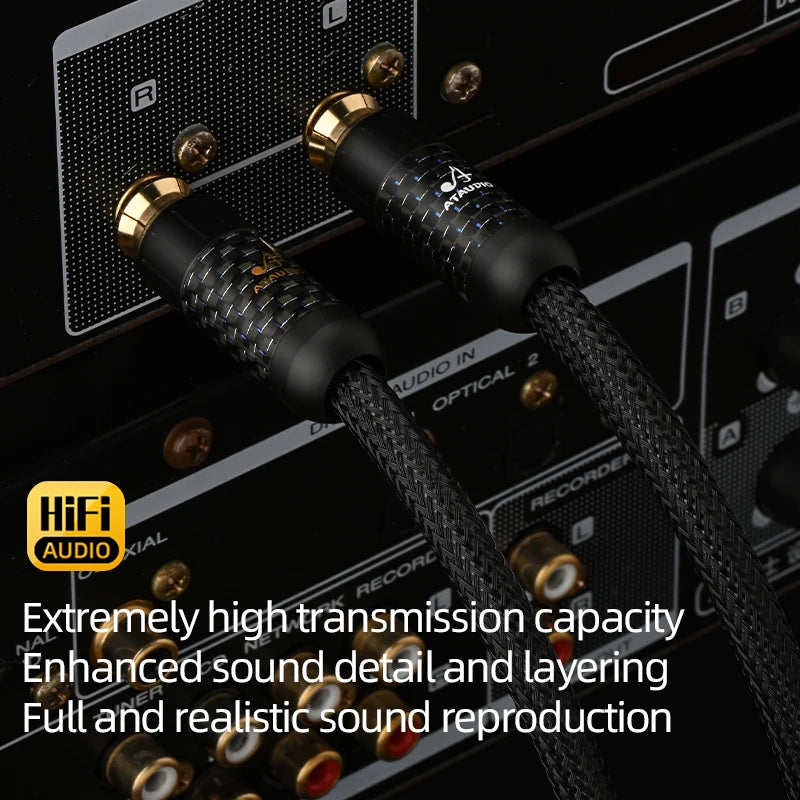 HiFi RCA Subwoofer Cable High Fidelity Square OCC RCA to 2RCA Splitter Y Audio Cable for Amplifier Mixer