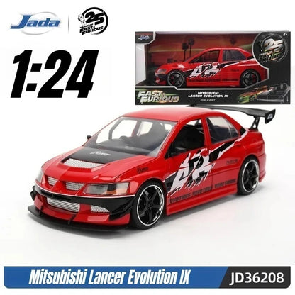 In Stock Jada 25th 1:24 Fast & Furious Dodge Charger Skyline GTR Totota Supra Mitsubishi Eclipse Lancer EVO Alloy Car  Gift Toy