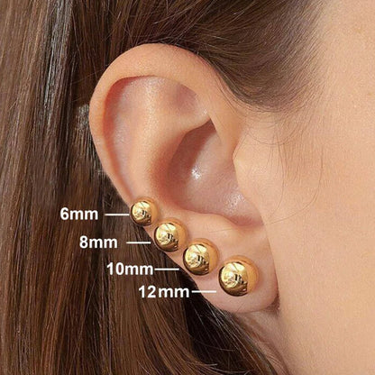 Round Stainlesss Steel Ball Stud Earring for Women,Simple Polished Ball Earring Hypoallergenic Jewelry 6mm-12mm