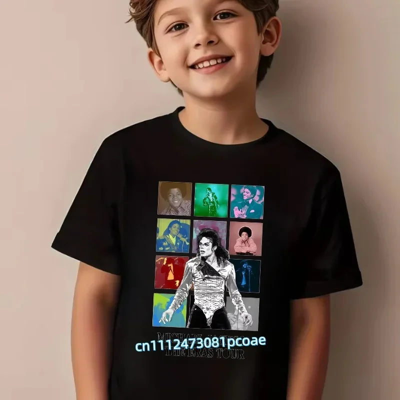 King of Pop Michael Jackson Children T-Shirt Cartoon Cotton Tops Kid Boy Girl MJ Tee Shirts Casual Clothes Birthday Gift 2026