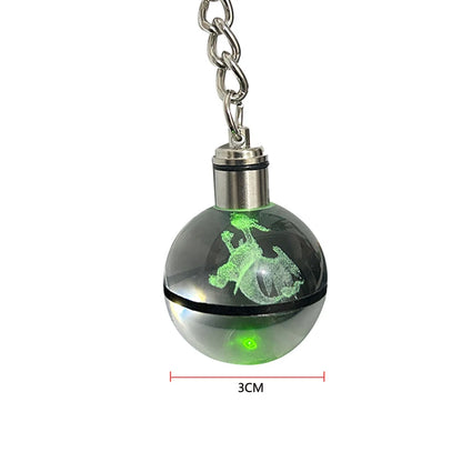 Pokemon Crystal Ball 3D Pikachu Mewtwo Mew Gengar Night Light Pokeball Crystal Keychain Anime Action Figure Toy Birthday Gift