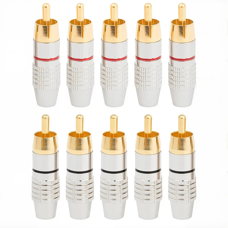 4/10Pcs RCA Connector Solder-Free Male Plug Adapter for Audio Video CCTV Camera Cable Plug