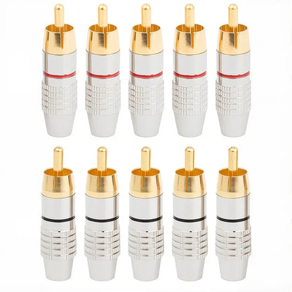 4/10Pcs RCA Connector Solder-Free Male Plug Adapter for Audio Video CCTV Camera Cable Plug
