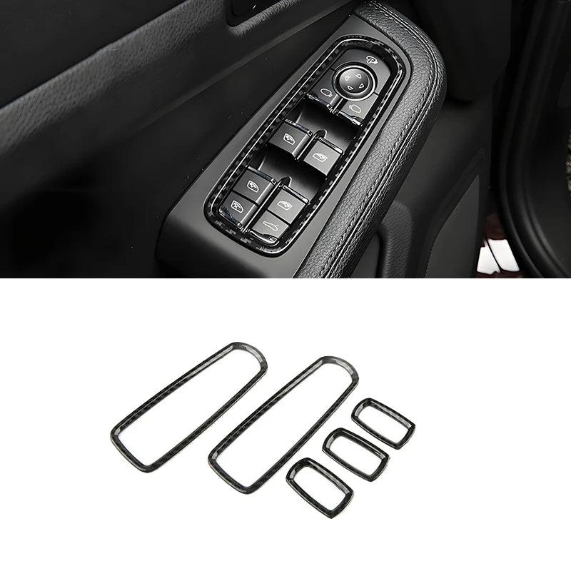 For Porsche Macan 2014-2025 Carbon Fiber Style Car Window Lifter Button Cover Trim Accessories