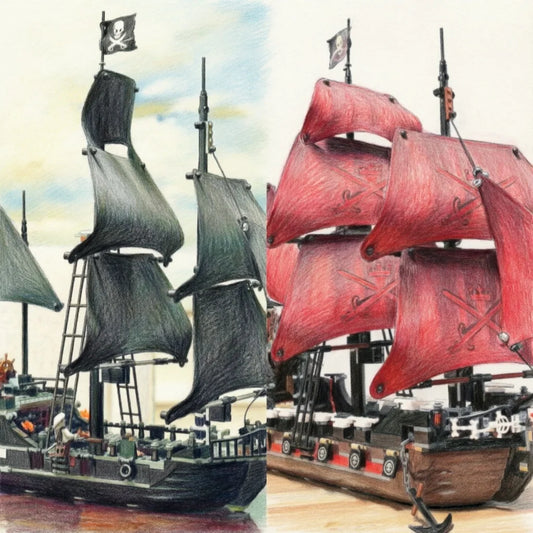 Pirates of the Caribbean Black Pearl Queen Anne's Revenge Ghost Ship Building Block Model 4184 4195 Set