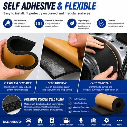 5/10/15/20mm Thickness Self Adhesive Closed Cell Foam Roll Car Heat Insulation Sound Deadening Mat with Kraft Paper Backing