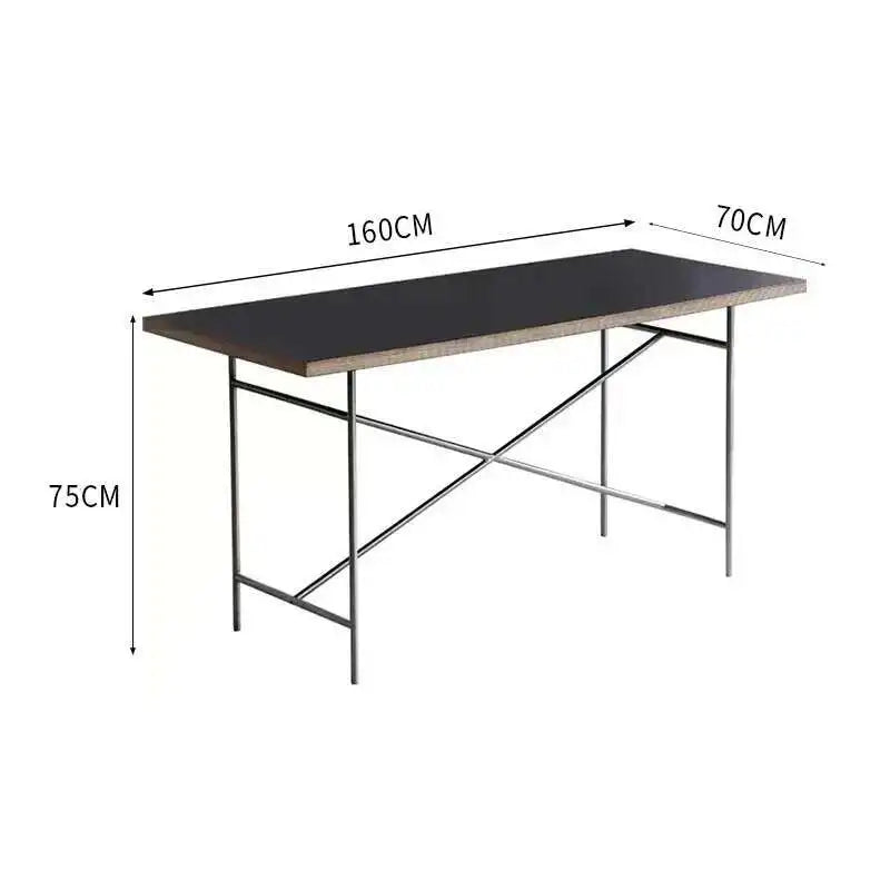 Stainless Steel Leg Rectangular Solid Wood Conference Table Office Desk Writing Living Room Table Mesa Office Furniture KMOD