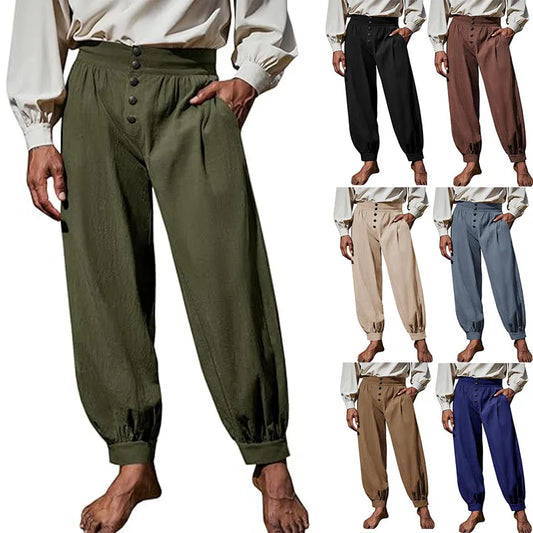 Renaissance Medieval Viking Pants Men Retro Cosplay Costume Loose Trousers Halloween Pirate Victorian Historical Renaissance Pan