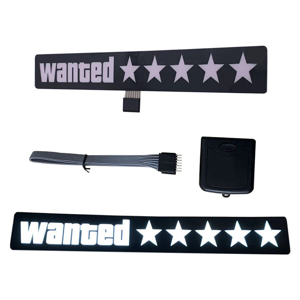 Windshield Electric Wanted 5 Star Car Window Sticker Auto Moto Safety Sign Decals Decoration LED Lights for Vehicle Sticker